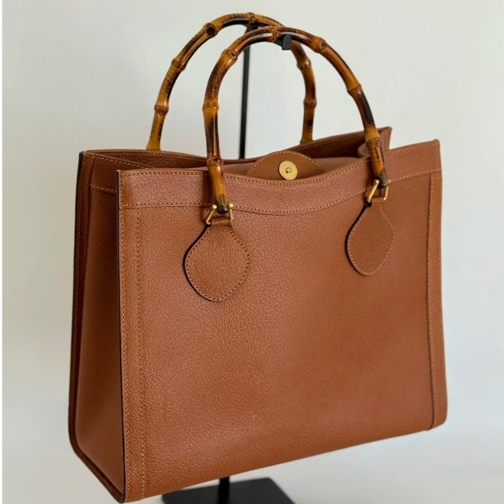 Gucci Princess Lady Diana Bamboo Leather Tan Brown Bag With Certificate - Picture 7 of 16